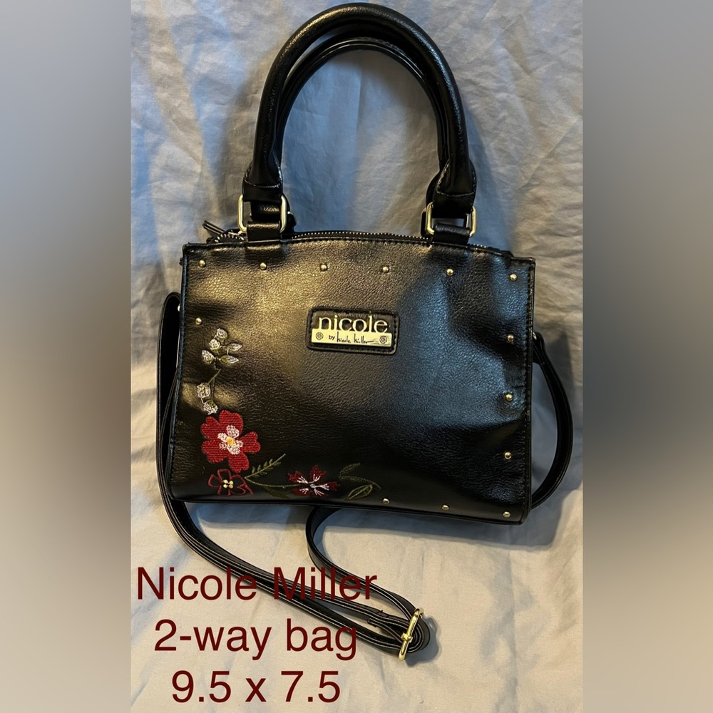 Nicole  - 2 way top Handle Bag- Flower Embroidery - see pics for callouts